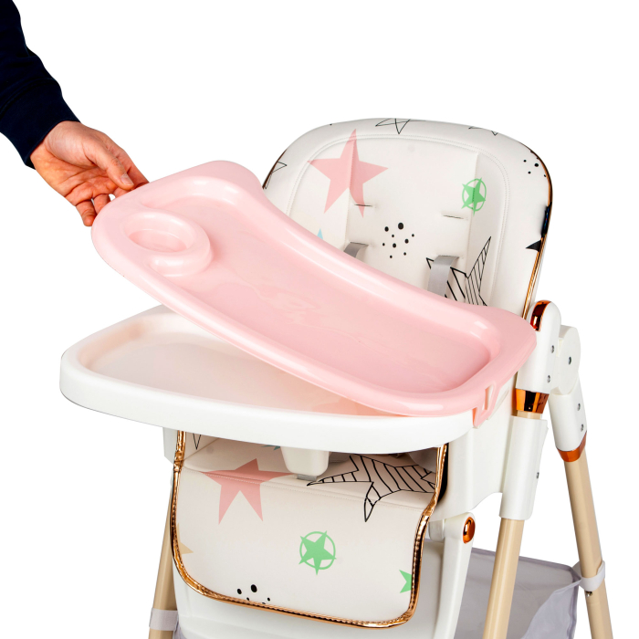 Scaun de masa Juju Eat&Fun, Pink Stars [3]