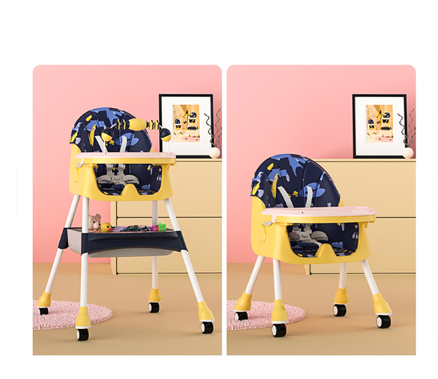 Scaun de masa, pentru bebe, multifunctional si ultrapliabil, 3 in 1, albastru [4]