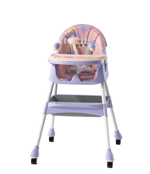 Scaun de masa, pentru bebe, multifunctional si ultrapliabil, 3 in 1, roz [5]