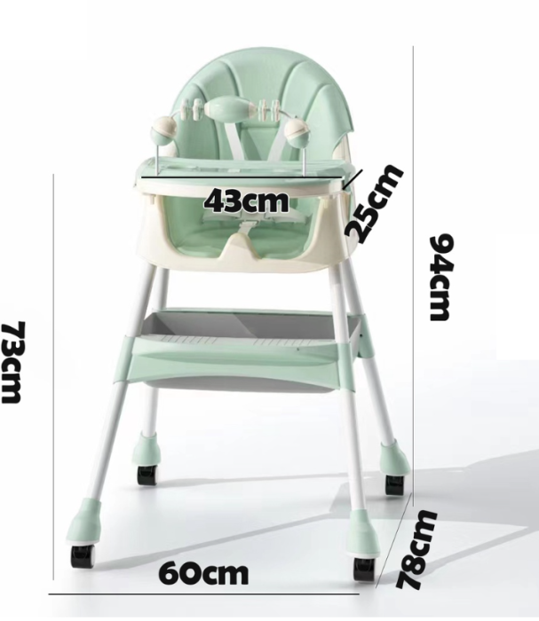 Scaun de masa, pentru bebe, multifunctional si ultrapliabil, 3 in 1, verde [5]