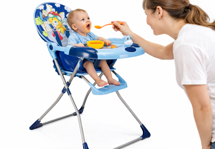 Scaun de masa pentru copii si bebe, Pliabil, Centura de siguranta, Masuta detasabila, Cu jucarie si suport de pahar, Albastru [2]
