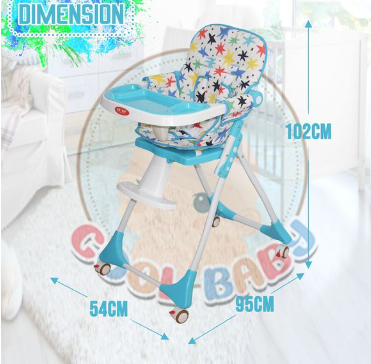 Scaun de masa, spatar dublu, cu roti din silicon, blocabile, pliabila, albastru [2]