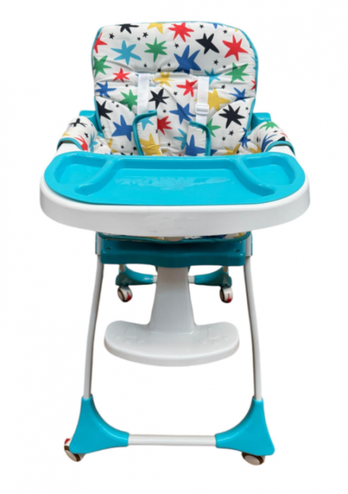 Scaun de masa, spatar dublu, cu roti din silicon, blocabile, pliabila, albastru [4]