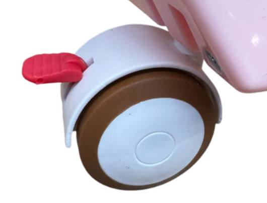 Scaun de masa, spatar dublu, cu roti din silicon, blocabile, pliabila, roz [4]