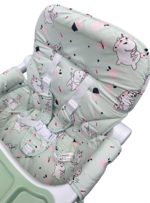 Scaun de masa, spatar dublu, cu roti din silicon, blocabile, pliabila, verde [5]