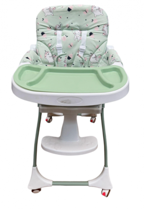 Scaun de masa, spatar dublu, cu roti din silicon, blocabile, pliabila, verde [3]