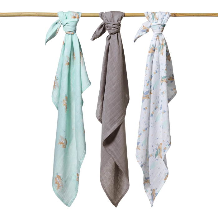 Scutece muselina natural, set 3 bucati, 70%bambus si 30%bumbac, 70x70 cm, Babyono [4]