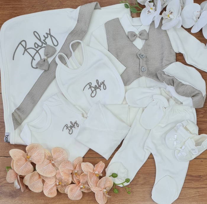 Set 10 piese, Nou născut, 0-3 Luni, Bumbac organic, Gentleman [2]