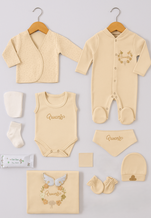 Set 10 piese, Nou născut Con con 0-3 Luni, Bumbac organic, Angel Girl [2]