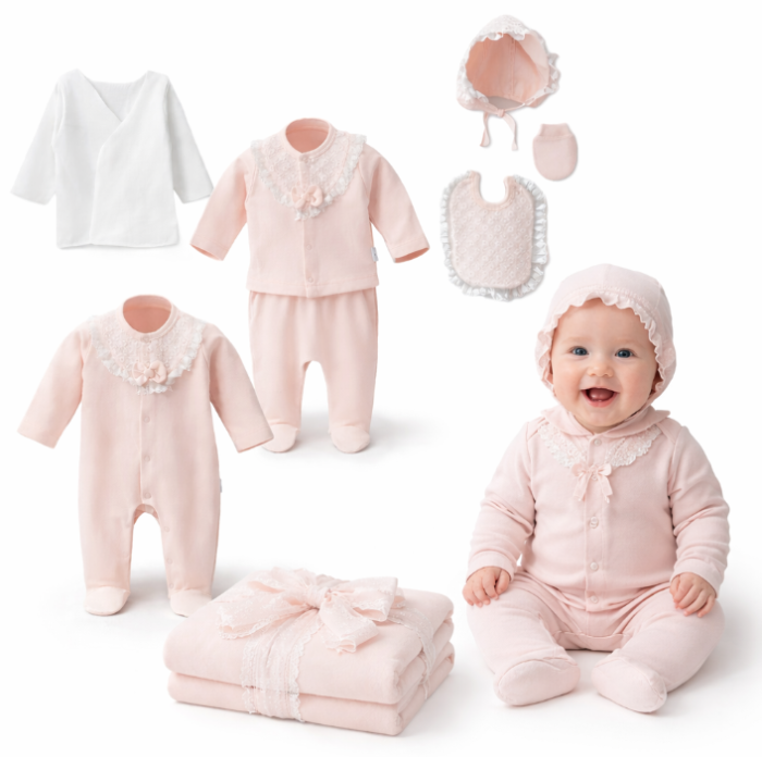 Set 10 piese, Nou născut Con con 0-3 Luni, Bumbac organic, Volant [2]