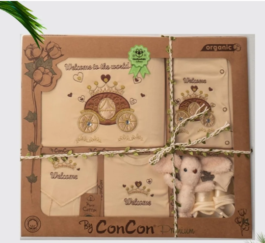 Set 10 piese, Nou născut Con con 0-3 Luni, Cu Cadou Jucărie, Bumbac organic [1]