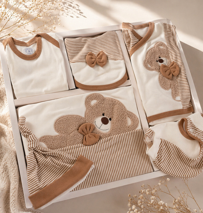 Set 10 piese, Nou născut, Ursulet, alb-bej [2]