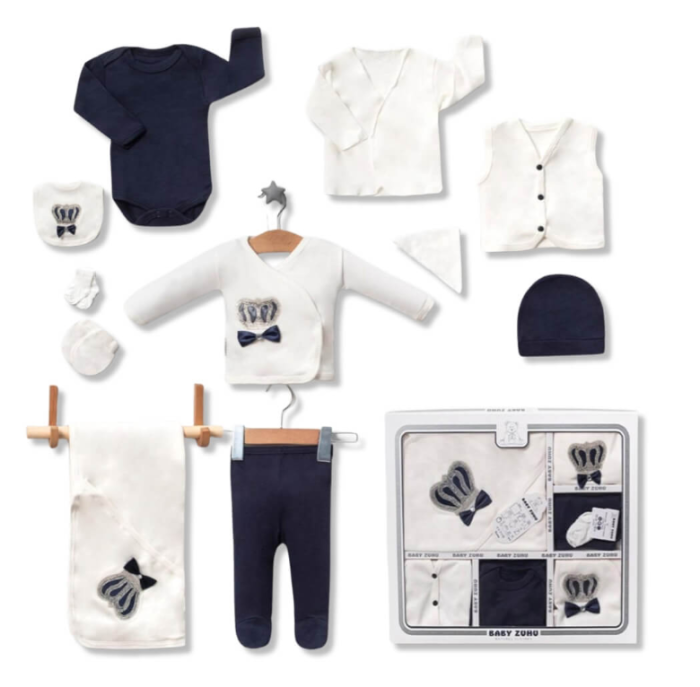 Set 10 piese, pentru nou-născut 0-3 luni, Colectie Lux, Albastru [1]