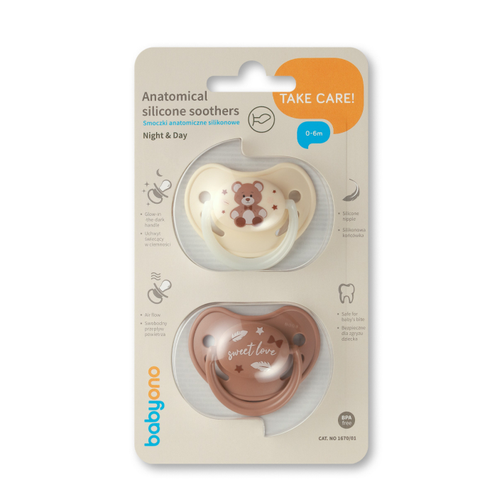 Set 2 Suzete anatomice din silicon 0-6 m, Babyono [2]