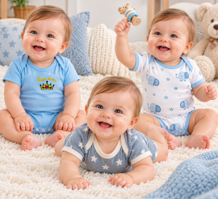 Set 3 body-uri pentru bebeluși, din bumbac, Multicolor [2]