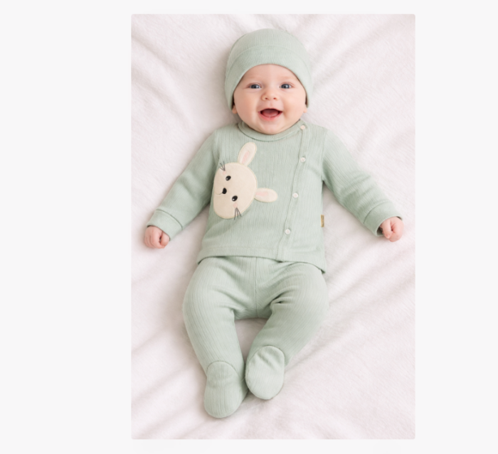 Set 3 piese, 0-3 luni, Ursuletul curios, Gri verzui [2]