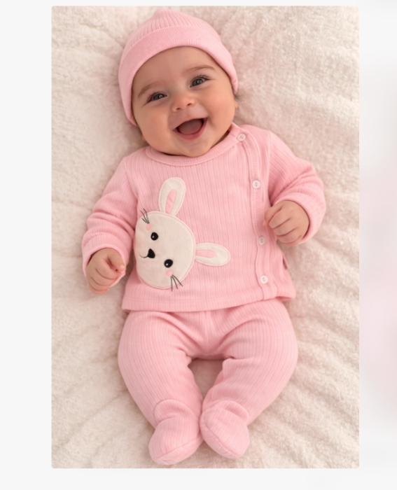 Set 3 piese, 0-3 luni, Ursuletul curios, roz [2]