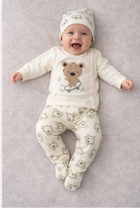 Set 3 piese, Bebe nazdravan, 0-3 luni, vernil [2]