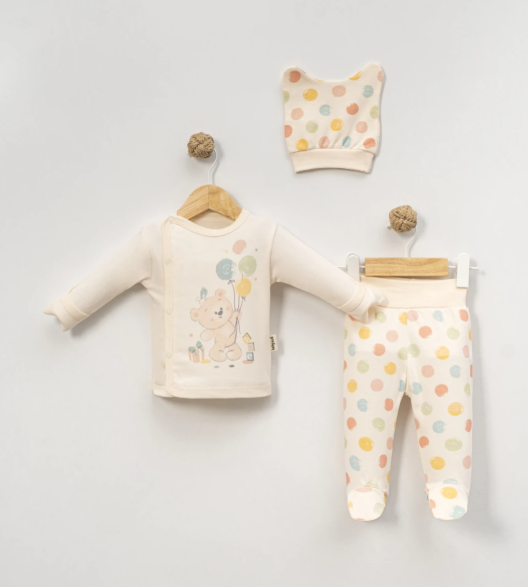 Set 3 piese, cu caciulita tip fes, Model balonase, 0-3 luni [2]