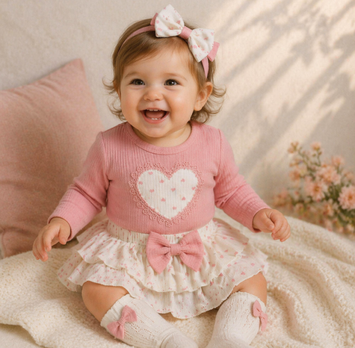 Set 3 piese, cu fustita, roz [3]