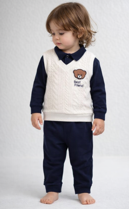 Set 2 piese, cu vestuta, albastru [2]