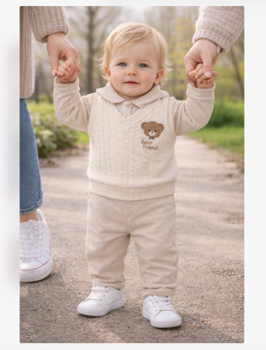 Set 2 piese, cu vestuta, bej [2]