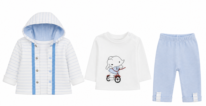 Set 3 piese haine bebe, albastru [2]