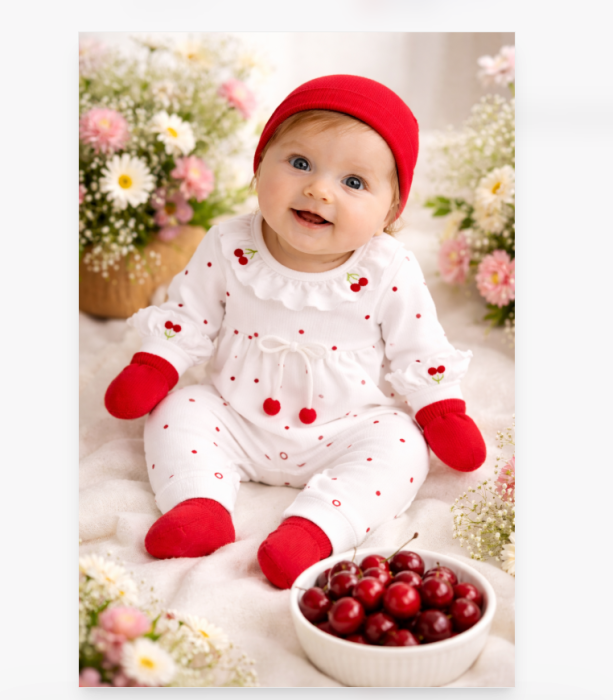 Set 3 piese, Luna mai, alb-Rosu [2]