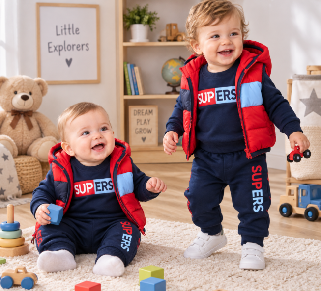 Set 3 piese pentru copii cu vestă matlasată – confort și stil [2]