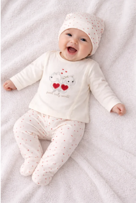 Set 3 piese, Pisicutele bunicii, 0-3 luni, alb [2]