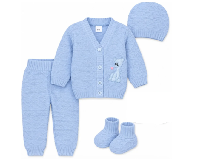Set 4 piese tricotat, pentru bebe, Albastru [2]