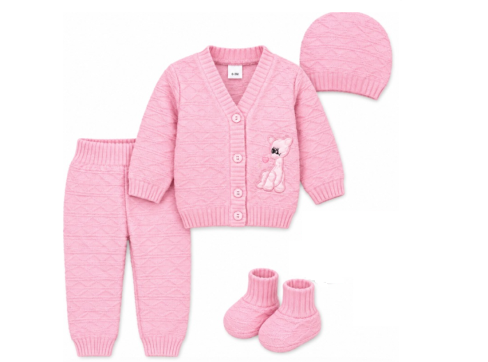 Set 4 piese tricotat, pentru bebe, roz [3]