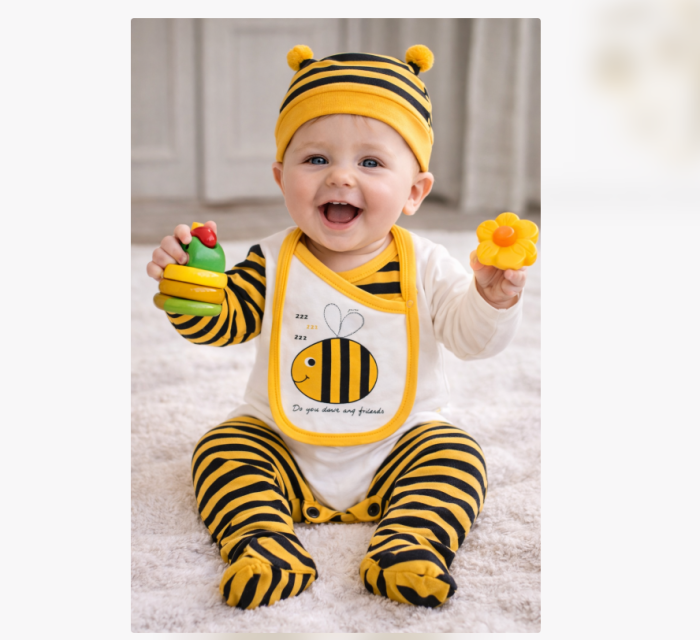 Set 5 piese, bebelus, Albinuta vesela, 0-3 luni [3]