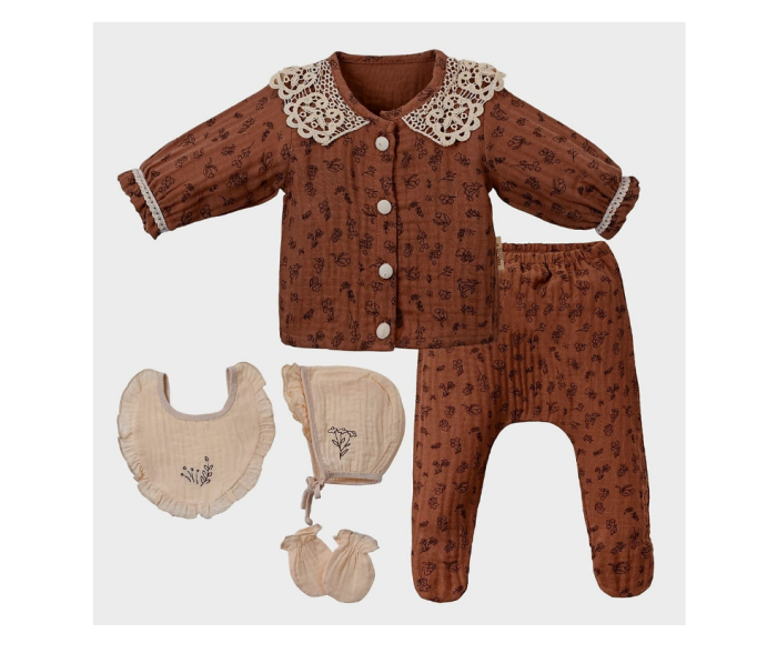 Set 5 piese, Nou născut Con con 0-3 Luni, Bumbac organic, Brodat stil Vintage [2]