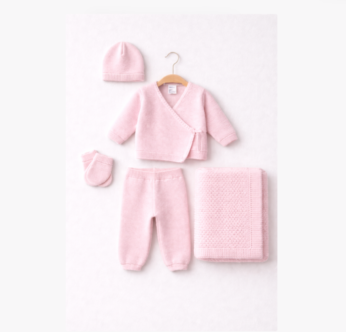 Set 6 piese, hainute tricotate cu paturica, Roz [2]