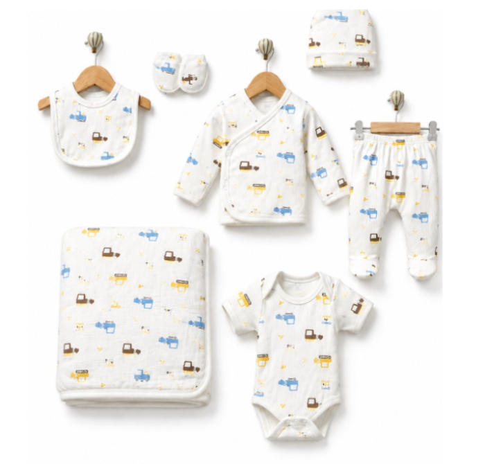 Set 7 piese, trusou, Bumbac pieptanat, Masinute [2]
