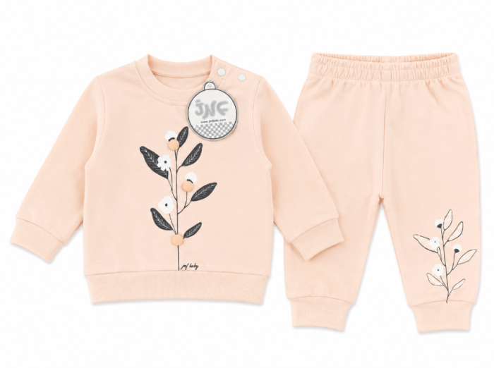 Set bebe 2 piese din bumbac – bluză și pantaloni cu imprimeu floral [3]