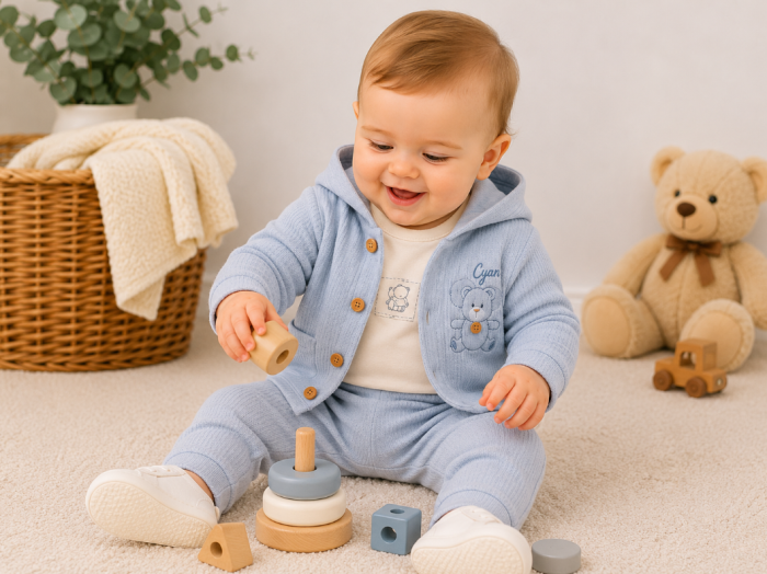 Set bebe 3 piese cu hanorac și pantaloni, din bumbac, Gri [3]