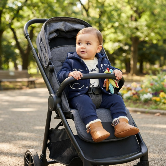 Set bebe 3 piese cu jachetă și pantaloni – Flausat, Bleumarin [3]