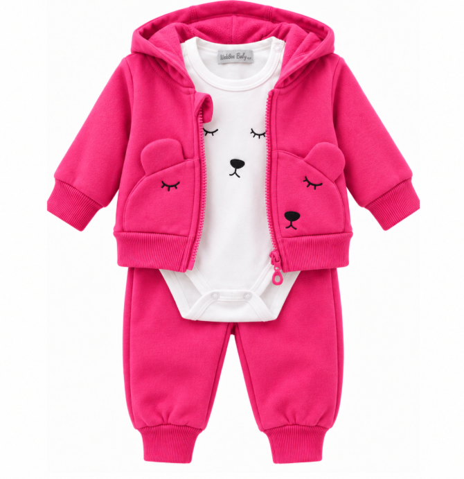 Set bebe 3 piese din bumbac, vătuit – confort și căldură, Ochisori [2]