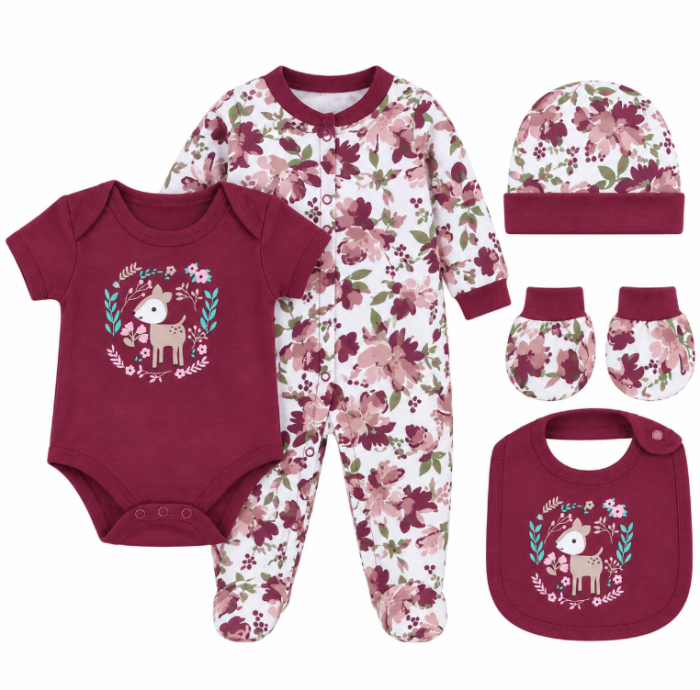 Set bebe 5 piese din bumbac 100% – confort și delicatețe pentru cei mici, Bebelina jucausa [2]