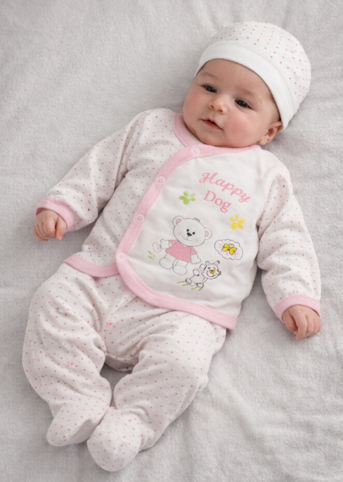 Set bebeluși, 3 piese, Baby Bear, 0-3 luni, Roz [2]