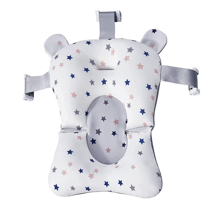 Set Cadita pliabila pentru bebelusi Beberoyal, cu termometru digital si dop de scurgere, Blue, 76cm CD-000-001 + Suport Textil Baie Bebelusi, Universal, Carlige prindere [7]