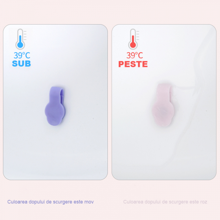 Set Cadita pliabila pentru bebelusi Beberoyal, cu termometru digital si dop de scurgere, Roz, 81cm CD-005-006 + Suport Textil Baie Bebelusi, Universal, Carlige prindere, Beberoyal [7]