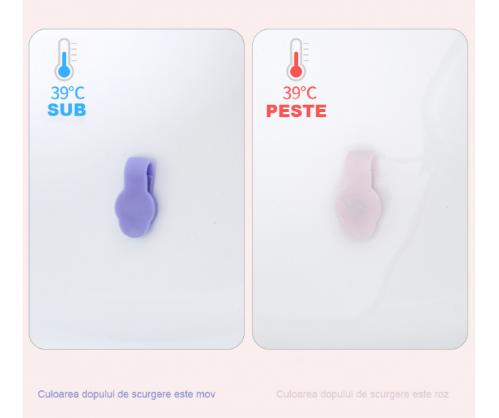 Set Cadita pliabila pentru bebelusi Beberoyal, cu termometru digital si dop de scurgere, Roz, 81cm CD-005-006 + Suport Textil Baie Bebelusi, Universal, Carlige prindere, Beberoyal [7]