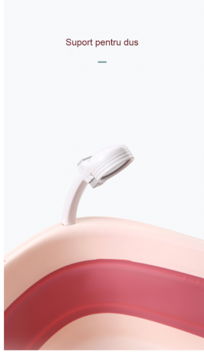 Set Cadita pliabila pentru bebelusi Beberoyal, cu termometru digital si dop de scurgere, Roz, 81cm CD-005-006 + Suport Textil Baie Bebelusi, Universal, Carlige prindere, Beberoyal [4]