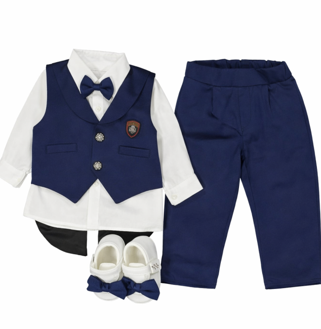 Set cadou, 0-3 luni, cu emblema, Albastru bleumarin [2]