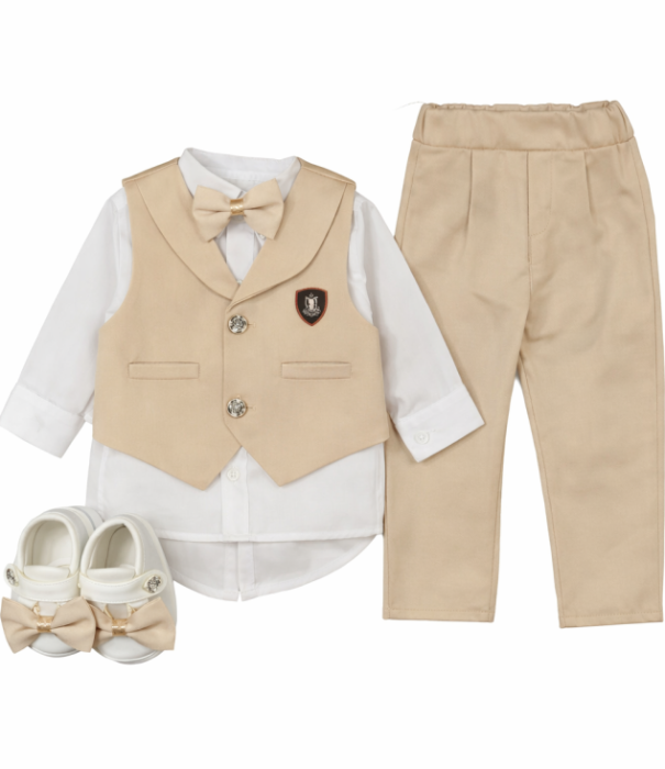 Set cadou, 0-3 luni, cu emblema, bej [2]