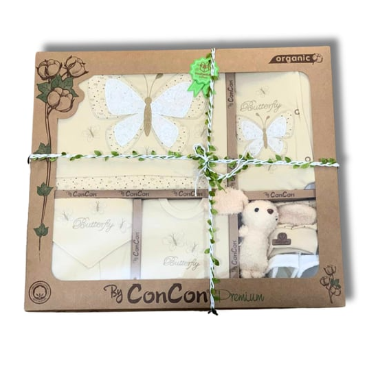 Set cadou 10 piese pentru nou nascuti, Bumbac Organic, Fluturas [2]