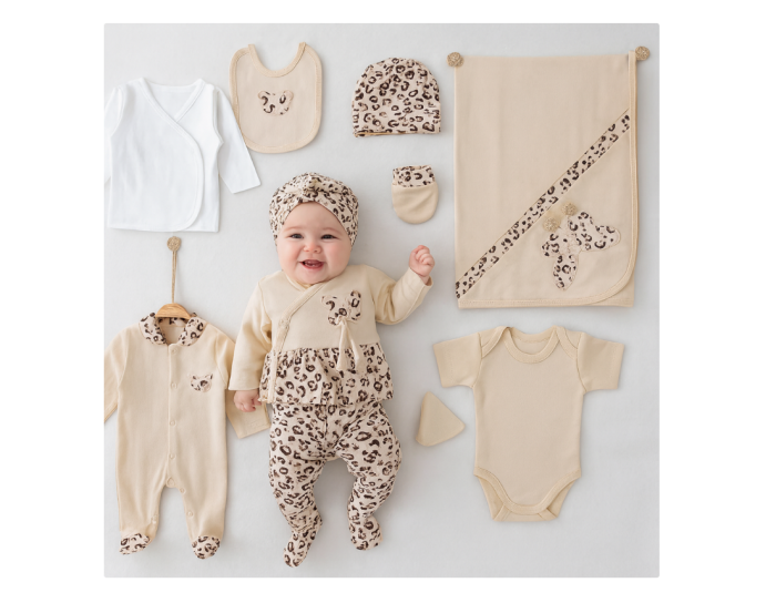 Set cadou 10 piese pentru nou nascuti, Bumbac Organic, Luxury Girl [1]